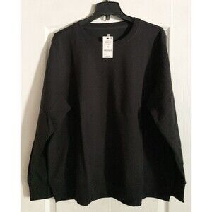 ID Ideology Women's Plus Size Fleece Crewneck Pullover Top Size 1X, Black